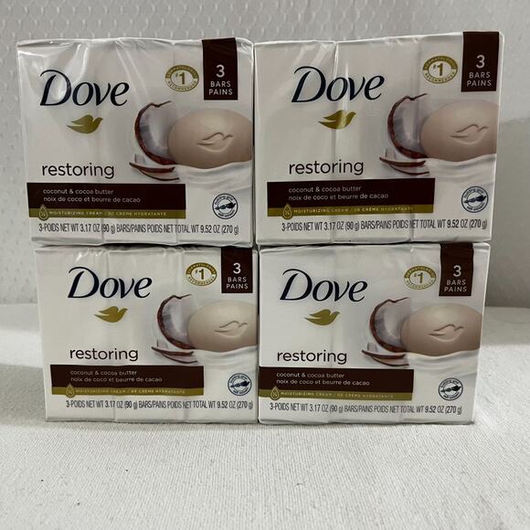 Dove Beauty Bar Soap Restoring Coconut & Cocoa Butter All Skin 3.75 oz (12 Bars) - Picture 1 of 5